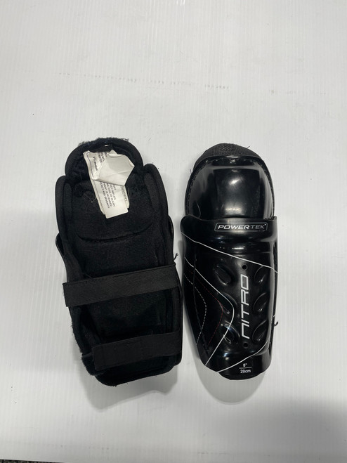 Vist Large View of Product Image Which is Used Powertek NITRO Youth Shin Guards Black 8"