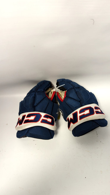 Vist Large View of Product Image Which is Used CCM 95C JR CUSTOM GLOVES Junior Gloves White/Red/Navy 11"