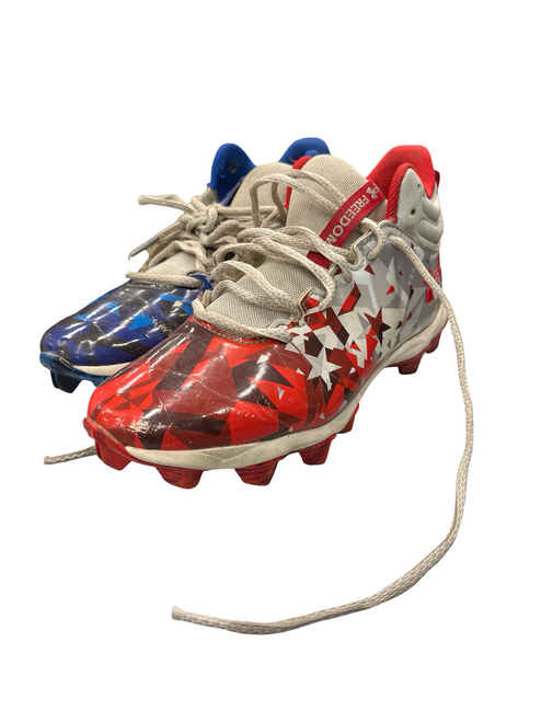Vist Large View of Product Image Which is Used Under Armour CLEATS BB/SB Cleats Navy Blue And Red Junior 04