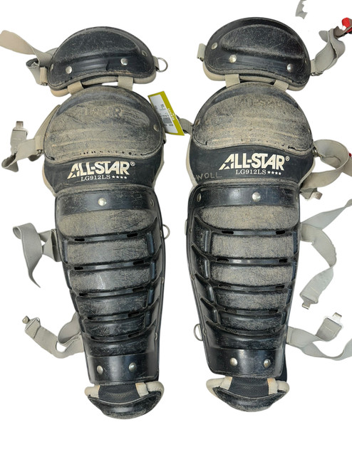 Vist Large View of Product Image Which is Used All Star LG912LS Catchers Leg Guards Black And Grey Junior