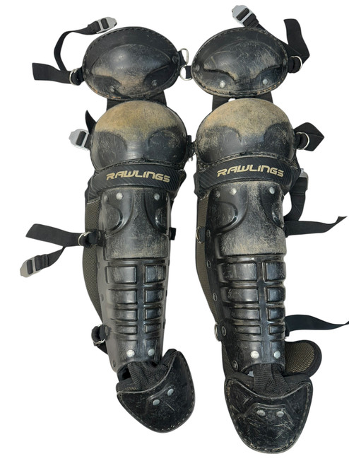 Vist Large View of Product Image Which is Used Rawlings LGPRDGY-B Catchers Leg Guards Black Youth