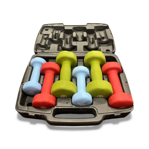 Vist Large View of Product Image Which is Used Dumbbell Set with Carrying Case