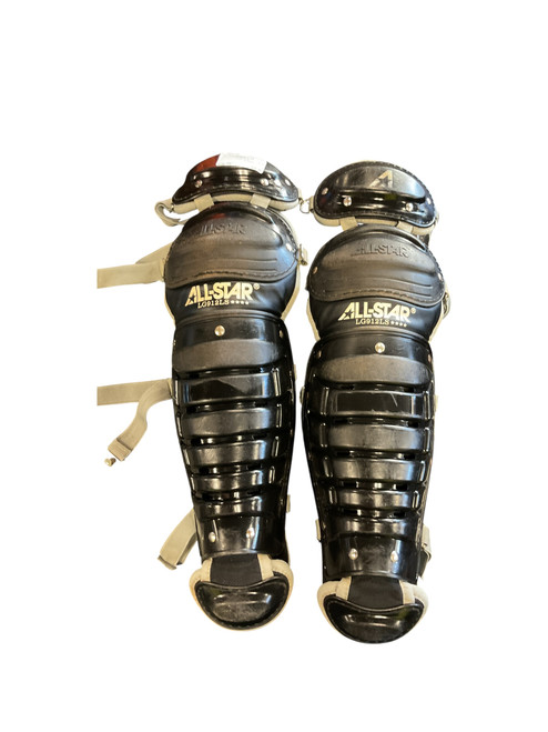 Vist Large View of Product Image Which is Used All Star SHIN GUARDS Catchers Leg Guards Navy Blue Youth