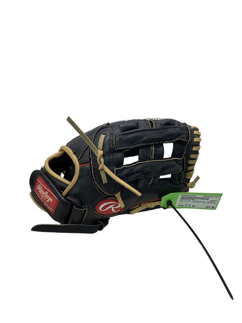 Vist Large View of Product Image Which is Used Rawlings HIGHLIGHT SERIES H115HB BB/SB Glove RH Throw Black 11 1/2"