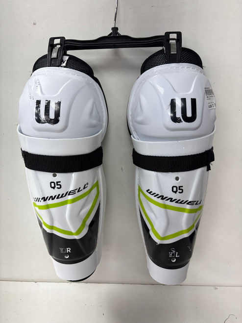 Vist Large View of Product Image Which is Used WinnWell Q5 Junior Shin Guards White 12"