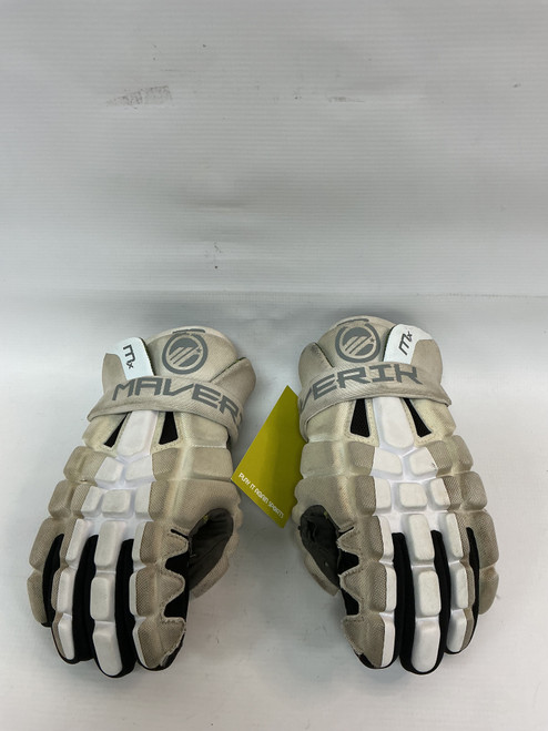 Vist Large View of Product Image Which is Used Maverik GLOVES Lacrosse Gloves Mens White 12"