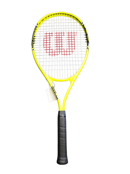 Vist Large View of Product Image Which is Used Wilson V MATRIX Adult Tennis Racquet Yellow 4 1/4"