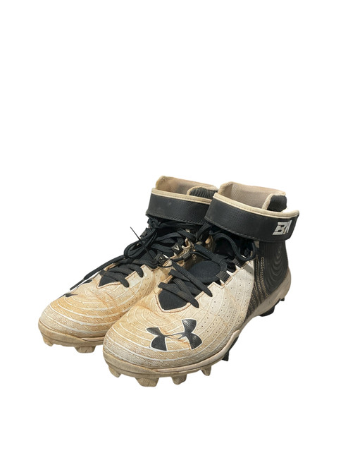 Vist Large View of Product Image Which is Used Under Armour BRYCE HARPER CLEATS BB/SB Cleats Black And White Senior 7