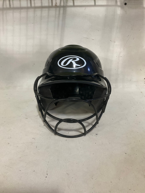 Vist Large View of Product Image Which is Used Rawlings RAWLINGS SB HELMET 6 1/4-6 7/8 Batting Helmet w/Mask Black S/M
