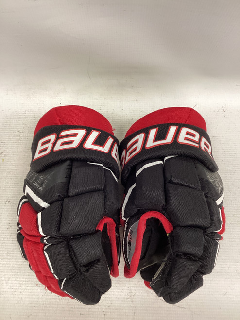 Vist Large View of Product Image Which is Used Bauer SUPREME 3S GLOVES Junior Gloves White/Black/Red 12"
