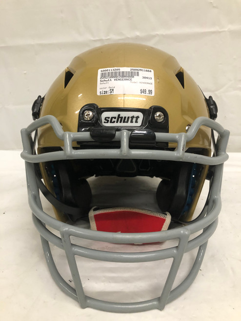 Vist Large View of Product Image Which is Used Schutt VENGEANCE FB Helmet Gold SM