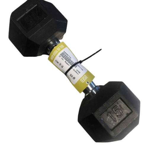 Vist Large View of Product Image Which is Used 15 lbs. Rubber Hex Dumbbell