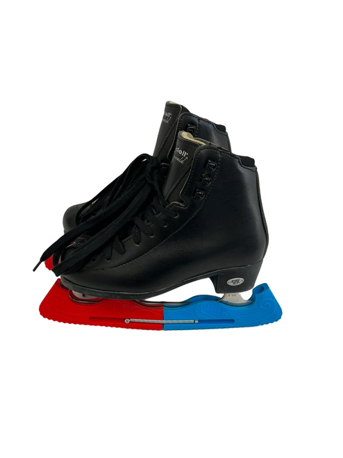 Used Riedell Emerald 19B Boys 3.5 Figure Skate Black w/ Blade Guards 11692-S000142415 Vist Large View of Product Image Which is Used Riedell Emerald 19B Boys 3.5 Figure Skate Black w/ Blade Guards