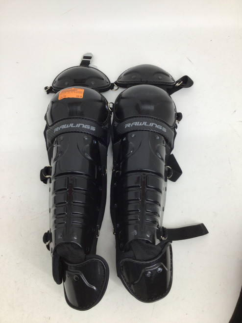 Vist Large View of Product Image Which is Used Rawlings YTH 13 SHINGUARDS Catchers Leg Guards Black Youth