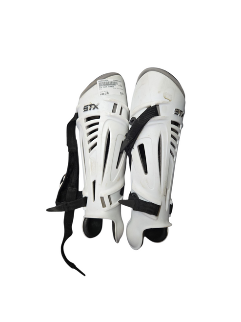Vist Large View of Product Image Which is Used STX SHIN GUARDS Lacrosse Shin Guards White L/XL