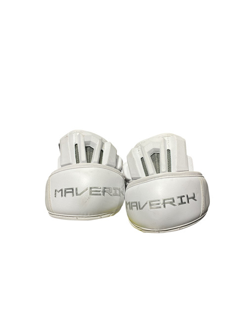 Vist Large View of Product Image Which is Used Maverik MX ELBOW PADS Lacrosse Arm Pads/Guards White LG
