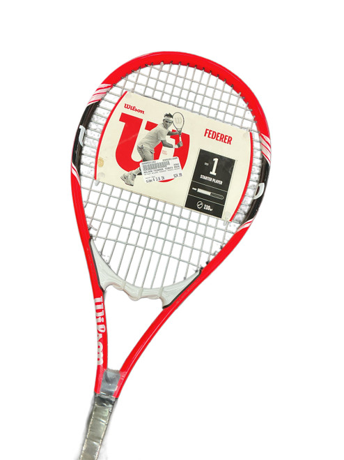 Vist Large View of Product Image Which is Used Wilson WILSON FEDERER TENNIS RACKET Adult Tennis Racquet Red 4 3/8"