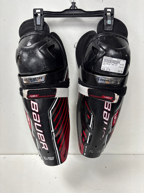 Vist Large View of Product Image Which is Used Bauer NSX Junior Shin Guards Black 12"