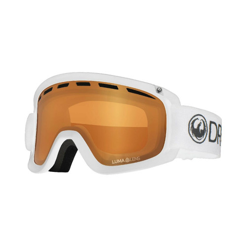 Vist Large View of Product Image Which is New Dragon D2 MTO 2026 Snow Goggles- White/Lumalens Amber Lens