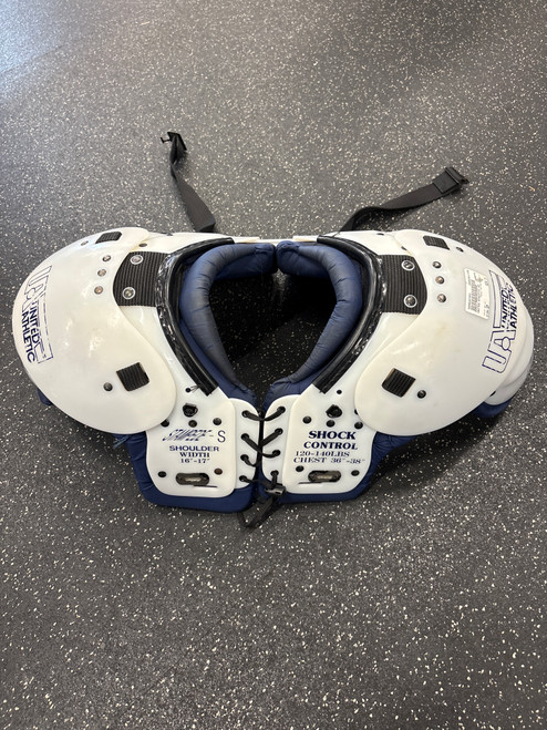 Vist Large View of Product Image Which is Used UNITED ATHLETIC FB Shoulder Pads White SM