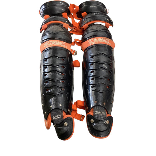 Vist Large View of Product Image Which is Used Diamond CATCHERS SHIN GUARDS Catchers Leg Guards Orange Adult