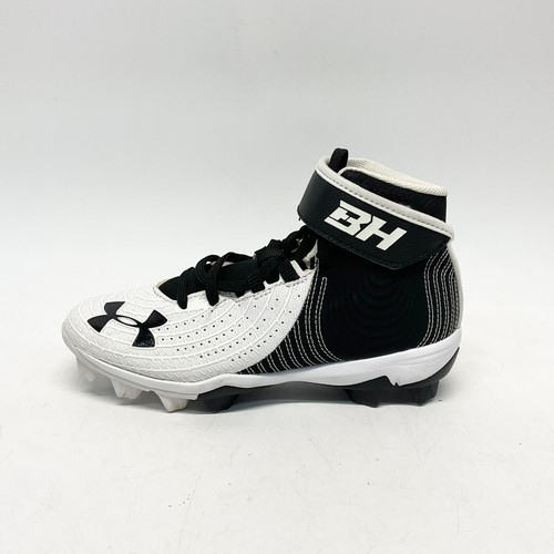 Vist Large View of Product Image Which is Used Under Armour BRYCE HARPER BB/SB Cleats Black And White Junior 02.5