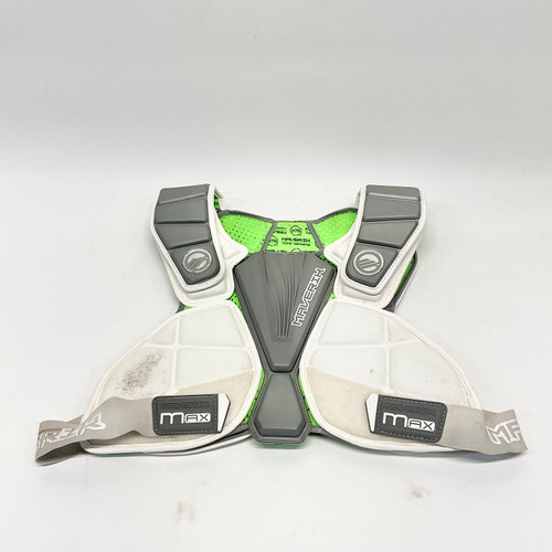 Vist Large View of Product Image Which is Used Maverik MAX Lacrosse Shoulder Pads Grey LG