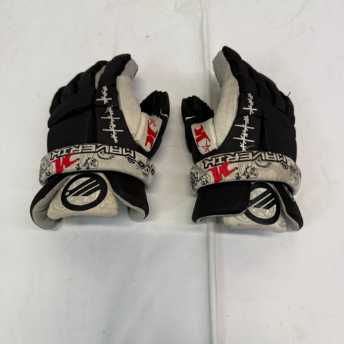 Vist Large View of Product Image Which is Used Maverik BAD BOY Lacrosse Gloves Junior Black And White 10"