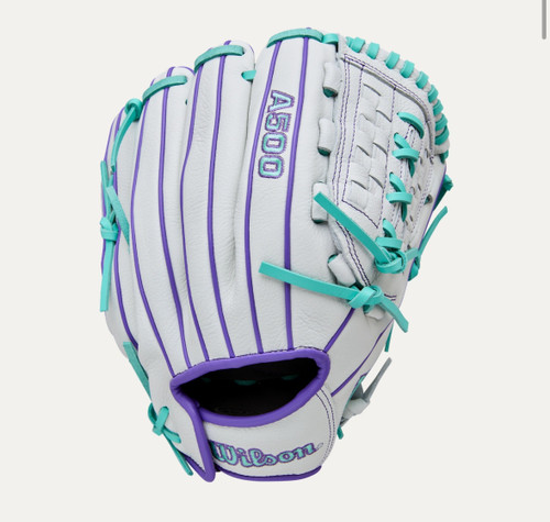 Vist Large View of Product Image Which is New A500 SIREN 11.75IN RHT WHT/PURPLE GLOVE