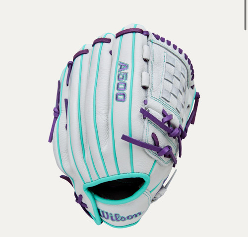 Vist Large View of Product Image Which is New A500 SIREN 12IN RHT WHT/PURPLE GLOVE