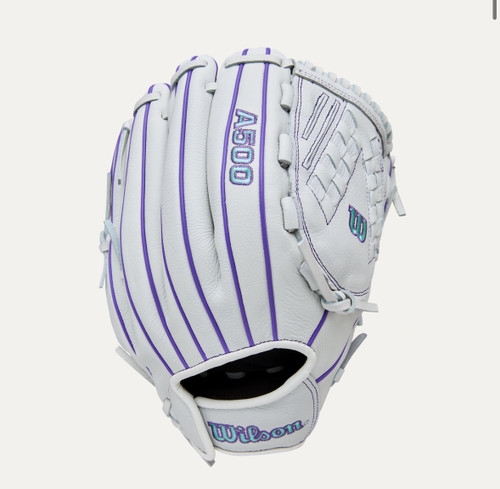 Vist Large View of Product Image Which is New A500 SIREN 12.5IN LHT WHT/PURPLE GLOVE