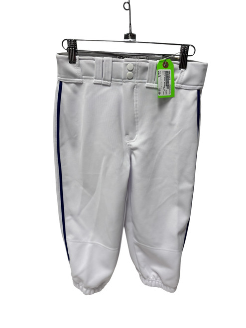 Vist Large View of Product Image Which is Used Easton Pro+ Piped Knicker Baseball Pants White And Royal Blue Junior XL 28-29"