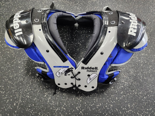 Vist Large View of Product Image Which is Used Riddell PURSUIT FB Shoulder Pads Navy Blue LG