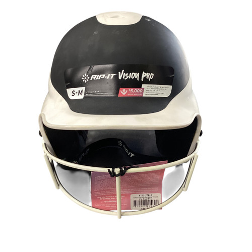 Vist Large View of Product Image Which is Used RIP-IT BLACK/WHITE HELMET Batting Helmet w/Mask Black S/M