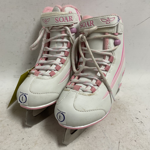 Vist Large View of Product Image Which is Used Riedell SOAR Girls Softboot Skate White And Pink Junior 01