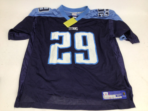 Vist Large View of Product Image Which is Used TITANS TACKETT 29 SR XL JERSEY FB Top Adult Navy Blue XL