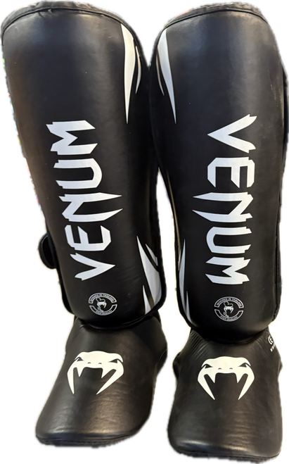 Vist Large View of Product Image Which is Used Martial Arts Shin Pads Black Senior