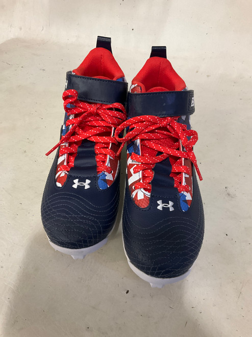 Vist Large View of Product Image Which is Used Under Armour BH BB/SB Cleats White/Red/Navy Junior 04.5