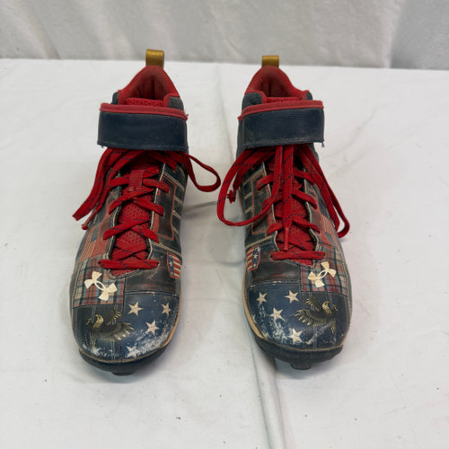 Vist Large View of Product Image Which is Used Under Armour BRYCE HARPER BB/SB Cleats White/Red/Navy Junior 05