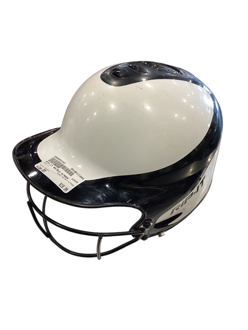 Vist Large View of Product Image Which is Used RIP-IT WH/BLK W/MASK Batting Helmet w/Mask Black SM