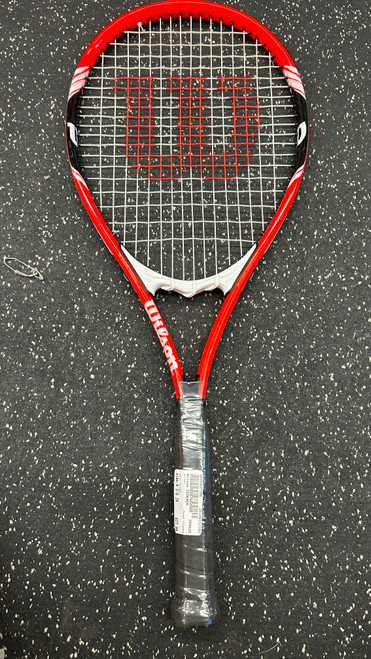 Vist Large View of Product Image Which is Used Wilson FEDERER Adult Tennis Racquet Orange 4 3/8"