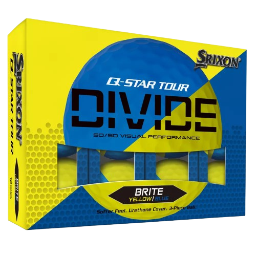 Vist Large View of Product Image Which is Used Srixon Q-STAR TOUR DIVIDE BRITE YLLW/BLUE 12 Pack - Golf Balls