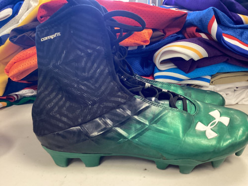 Vist Large View of Product Image Which is Used Under Armour Adult FB Cleats Green Senior 11.5