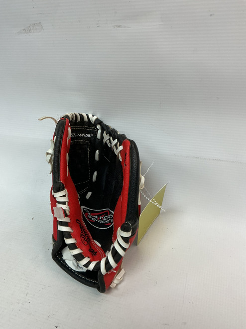 Vist Large View of Product Image Which is Used Rawlings PLAYER SERIES BB/SB Glove RH Throw Black 9 1/2"