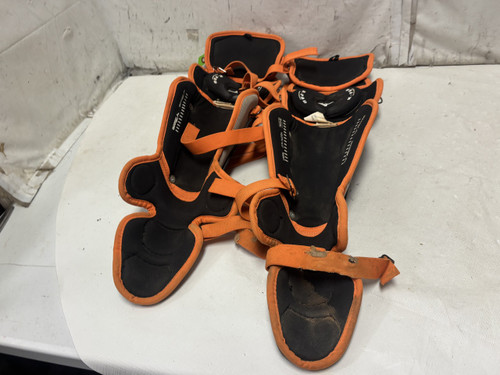 Vist Large View of Product Image Which is Used Mizuno SAMURAI 14.5" Youth Baseball Catchers Leg Guards Orange
