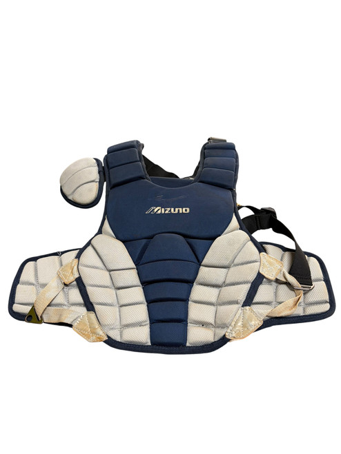 Vist Large View of Product Image Which is Used Mizuno DRYLITE YOUTH 14 Catchers Chest Protector Navy Blue Youth