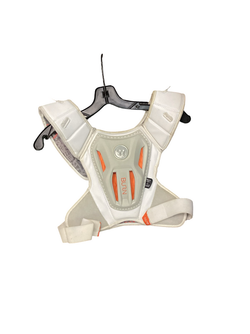 Vist Large View of Product Image Which is Used Warrior BURN Lacrosse Shoulder Pads White LG