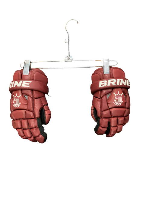 Vist Large View of Product Image Which is Used Brine MAROON Lacrosse Gloves Junior Maroon 12"