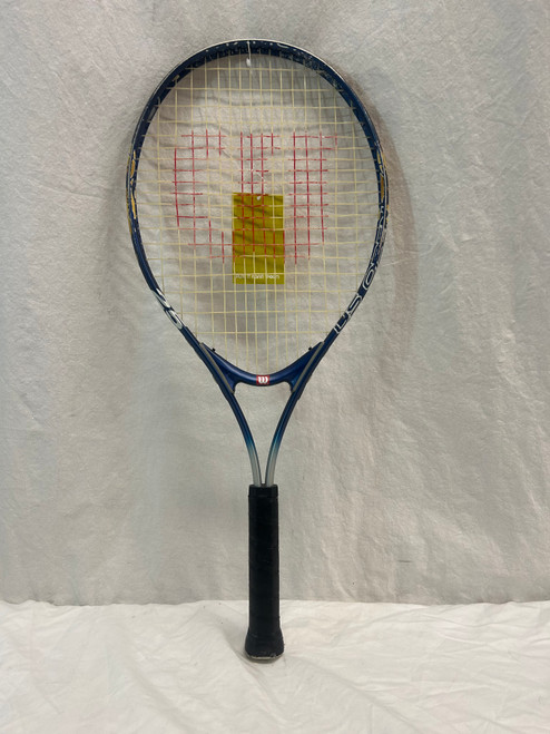 Vist Large View of Product Image Which is Used Wilson US OPEN 25 Junior Tennis Racquet Navy Blue 25"