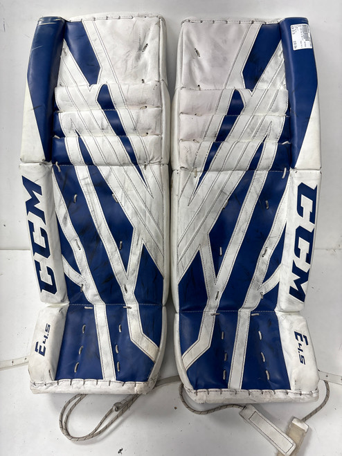 Vist Large View of Product Image Which is Used CCM E4.5 Goalie Leg Pads Junior White 28"